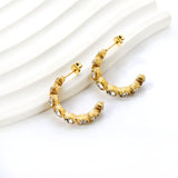 C shape with 8 round white diamonds ear clips 4.7*24mm