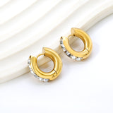 Round with 6 Square White Diamonds Earrings 4.9*20.3mm