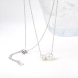 2 large and small white pearls 6.4+8mm necklace 44+5cm