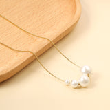 4 large and small white pearls 5+7+10+12mm Necklace 45+5cm