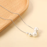 4 large and small white pearls 5+7+10+12mm Necklace 45+5cm