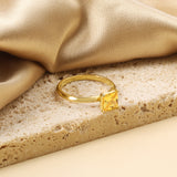 4 Prong Band & Yellow Square Diamond Ring