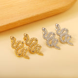 Snake with 3 White Diamonds Earrings 14.6*31.4mm