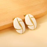 Oval White / Black Drip Earrings with Trim 19.2*27.9mm