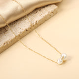 2 large and small white pearls 6.4+8mm necklace 44+5cm