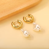 5*20.4mm Round with Shaped White Pearl Stud Earrings 14.9*21.8mm