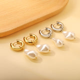 5*20.4mm Round with Shaped White Pearl Stud Earrings 14.9*21.8mm