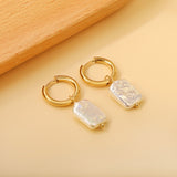 2.7x17.2mm Round with Shaped White Pearls 11*14.6mm Earrings