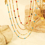 White/red/blue/mixed color dot drop glue necklace 0.4 cross chain 40+5cm+6mm round plate Gold color