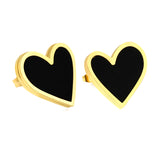 Heart Earrings with Black Shells 18*15.9mm Gold Color