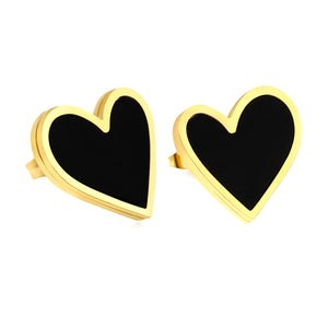 Heart Earrings with Black Shells 18*15.9mm