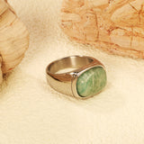 14.6*11mm Chrysocolla Solitaire Steel/Golden