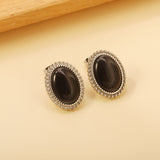 Lace Oval with White / Black / Red / Green Cat's Eye Earrings 15.2*19.2mm