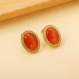 Lace Oval with White / Black / Red / Green Cat's Eye Earrings 15.2*19.2mm