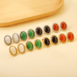 Lace Oval with White / Black / Red / Green Cat's Eye Earrings 15.2*19.2mm