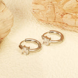 5.4*4.5mm square four-pronged zirconium earring clasp 2.5*I.D. 11mm steel color gold color