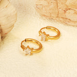 6.5mm star-shaped three-pronged white zirconium ear clips 2.5*inner diameter 11mm steel color gold color