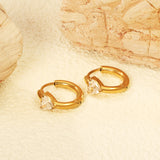 6*6.2mm heart-shaped three-claw white zirconium ear clips 2.5*inner diameter 11mm steel color gold color