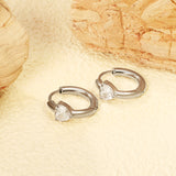 6*6.2mm heart-shaped three-claw white zirconium ear clips 2.5*inner diameter 11mm steel color gold color