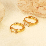 4.4*6.3mm rectangle four claw white zirconium earring clasp 2.5*inner diameter 11mm steel color gold color