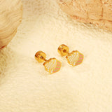 Screw plug 0.8*8mm pin cake cups with mixed color drop earrings 5.8*7.4mm gold color