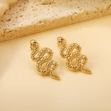 Snake with 3 White Diamonds Earrings 14.6*31.4mm