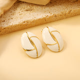 Oval White / Black Drip Earrings with Trim 19.2*27.9mm