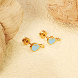 Screw plug 0.8*8mm pin balloon with blue drop earrings 4.7*9mm gold color