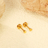 Screw plug 0.8*8mm pin small heart stud earrings 3*2.2mm gold color