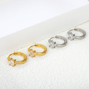 5.4*4.5mm square four-pronged zirconium earring clasp 2.5*I.D. 11mm steel color gold color