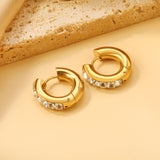 Round with 6 Square White Diamonds Earrings 4.9*20.3mm