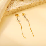 6 White Diamonds 2mm with Chain Earrings 50mm