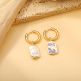 2.7x17.2mm Round with Shaped White Pearls 11*14.6mm Earrings