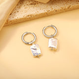 2.7x17.2mm Round with Shaped White Pearls 11*14.6mm Earrings