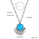 Blue Turquoise Half Round Pendant Necklace 45+5cm