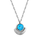 Blue Turquoise Half Round Pendant Necklace 45+5cm