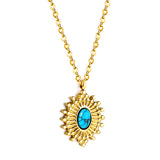 Blue Turquoise Oval Pendant Necklace 45+5cm