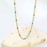 White/red/blue/mixed color dot drop glue necklace 0.4 cross chain 40+5cm+6mm round plate Gold color