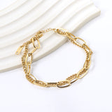 Matching Chain Double Chain Bracelet 18+18+5cm Gold Color