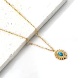 Blue Turquoise Oval Pendant Necklace 45+5cm