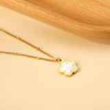 2024 New Year Peach Blossom Shape with White Shell Pendant Necklace 45+5cm