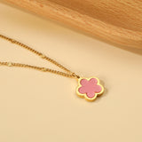 2024 New Year Peach Blossom Shape with White Shell Pendant Necklace 45+5cm