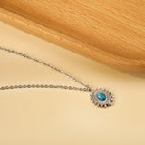 Blue Turquoise Oval Pendant Necklace 45+5cm