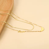 Heart 11*7mm+love engraved 17*5mm pendant with chain double chain necklace 41+45+5cm gold color