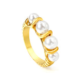 Threaded ring and 5 white pearls