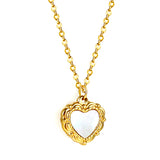 Heart with White Shell Pendant Necklace 39+5cm