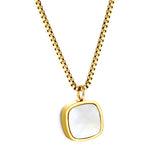 2024 New Year Square Pendant Necklace with White Shell 40+5cm