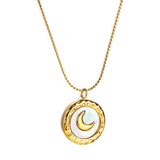 2024 New Year Round with White Shell Moon Pendant Necklace 40+5cm