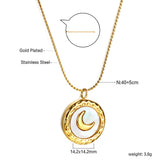 2024 New Year Round with White Shell Moon Pendant Necklace 40+5cm