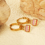 2*10mm circle +7.3*12.7mm cake with mixed color drip earrings gold color